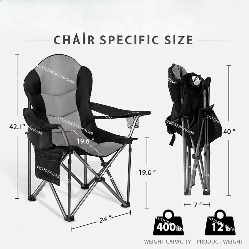 Outdoor camping oversized upholstery with lumbar back support Ice pack folding chair