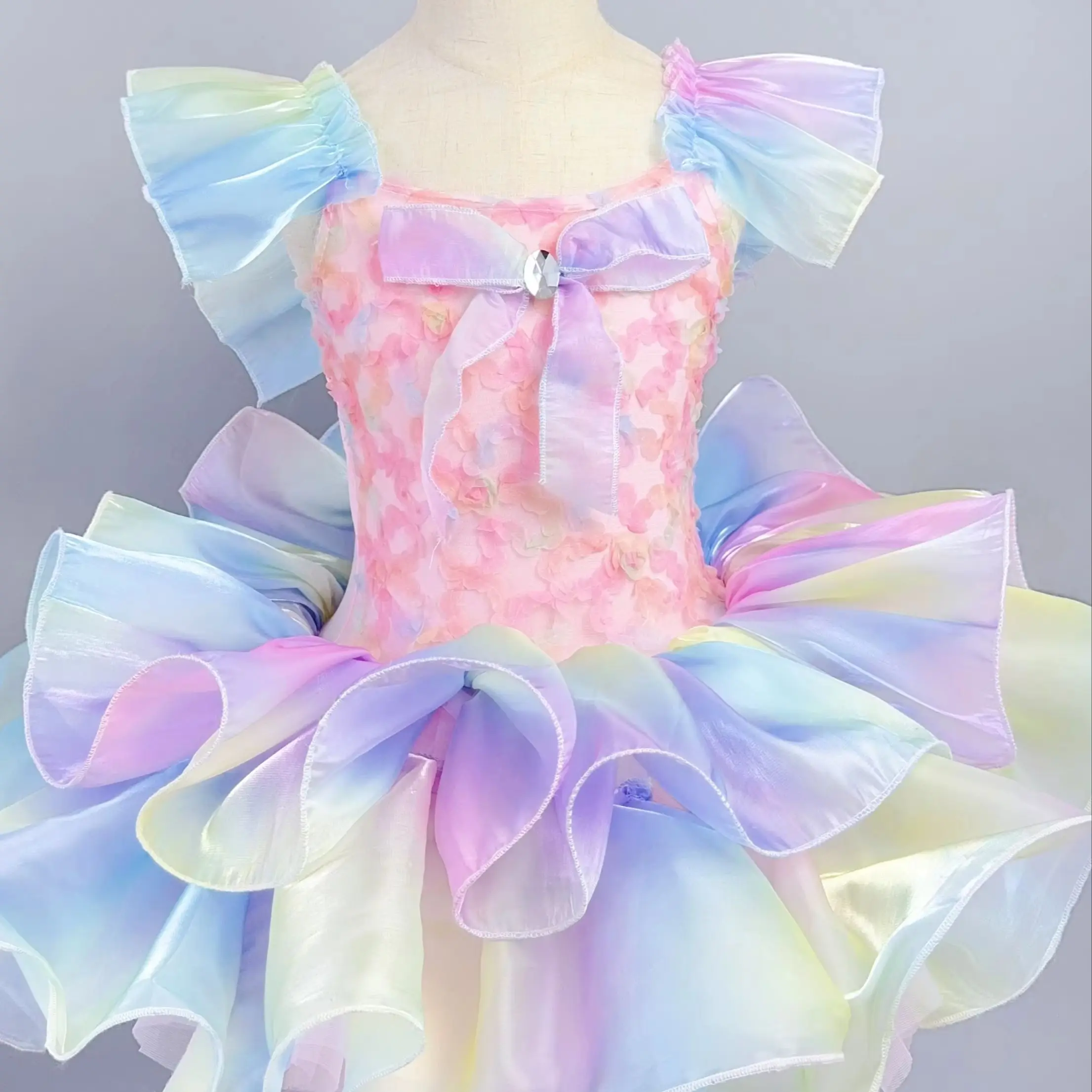 여아 모던 댄스 튜튜 드레스 어린이 재즈 공연 의상 공주 코스튬 키즈 우아한 스커트 댄스 이벤트용
