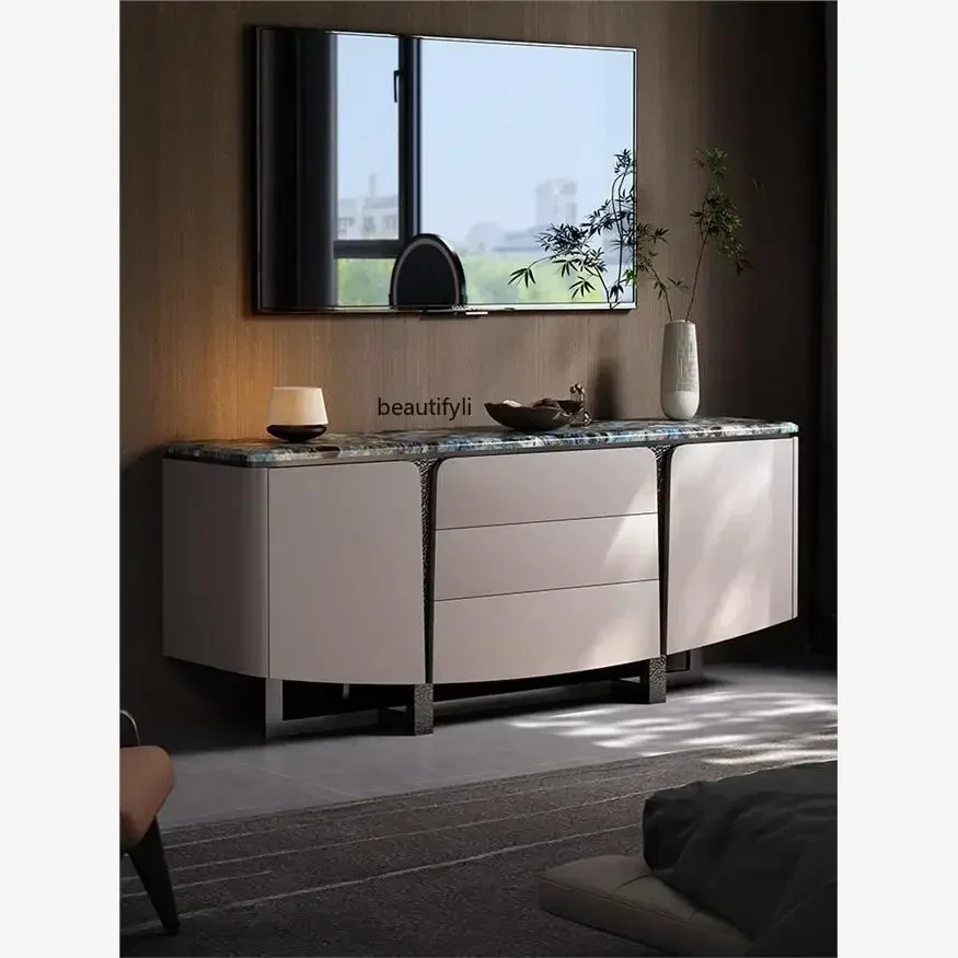 54Italian minimalist TV cabinet storage locker integrated living room floor high-end customized floor cabinet53