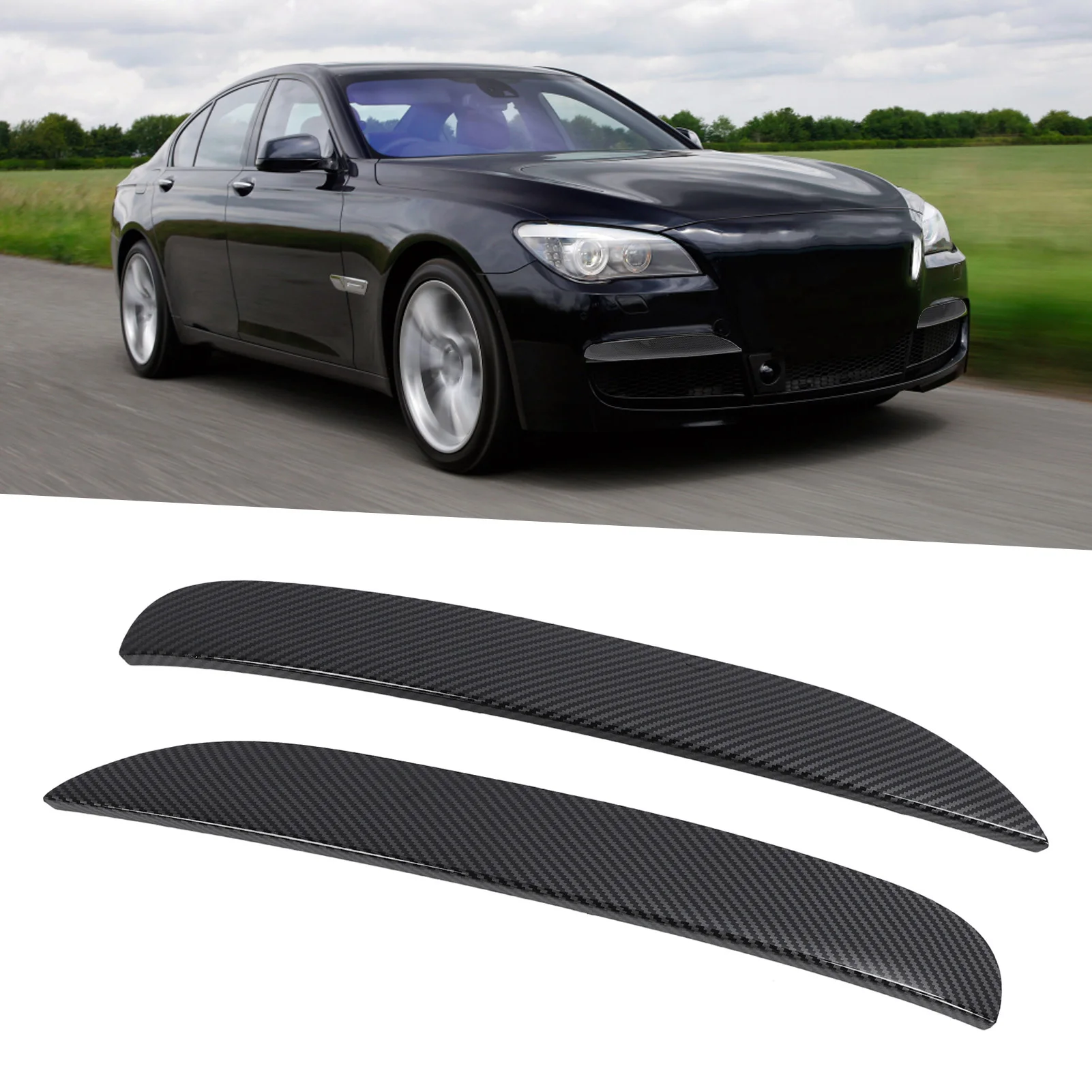 

Front Bumper Moulding Trim 51118047728 - Carbon Fiber Style, Left Right for 7 Series F01 F02 F04 2008-2015