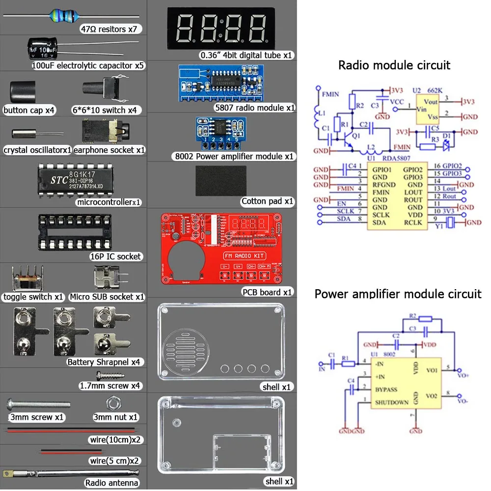 DIY electronic kits FM radio kit soldering project 50MHz~115MHz