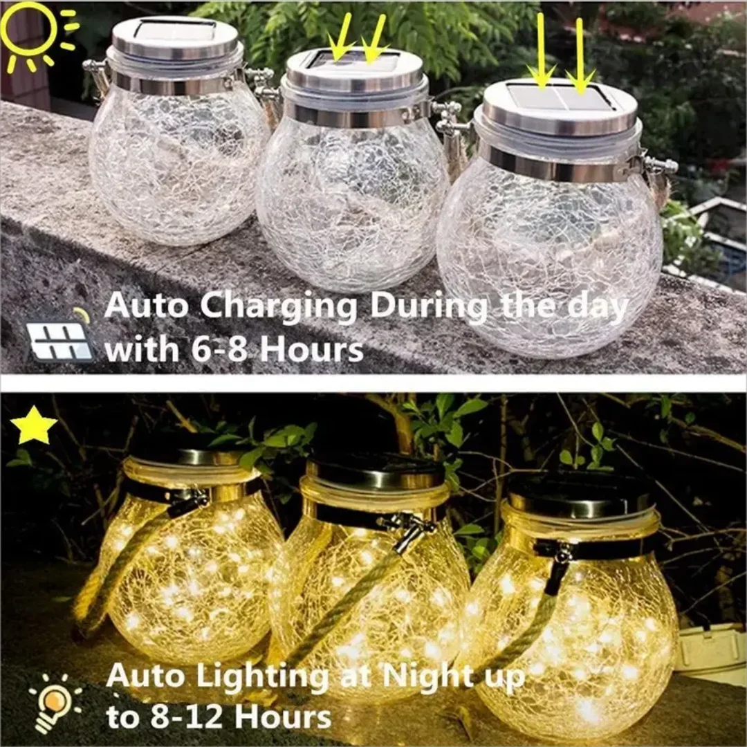 30 LEDs Solar Night Light Crack Ball Glass Jar Wishing Lamp Outdoor Garden Tree Christmas Decoration Light Without Glass Jar