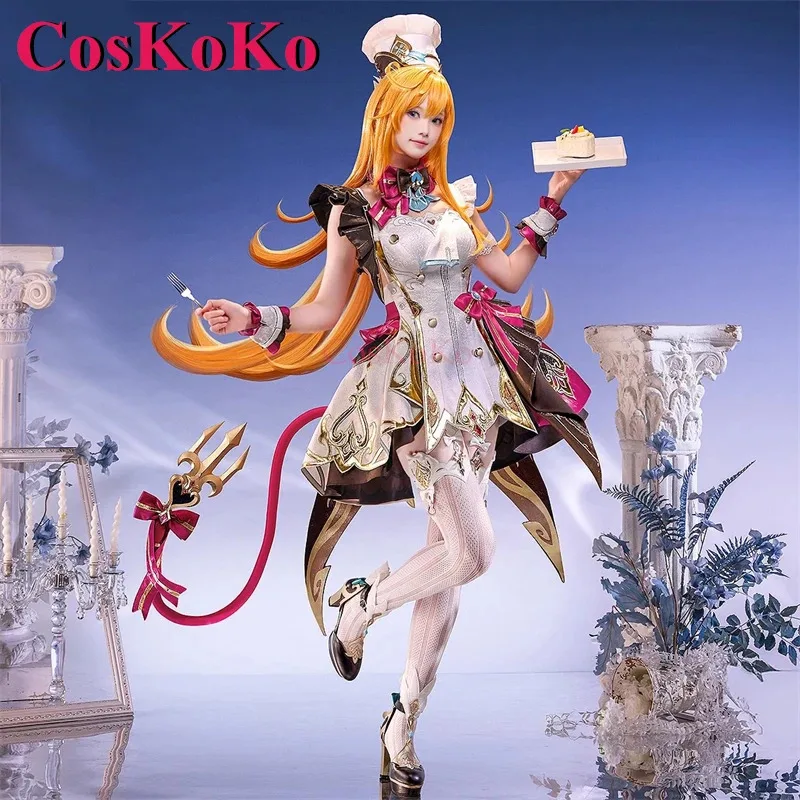 

CosKoKo Escoffier Косплей Игра Genshin Impact Костюм Великолепная Элегантная Униформа Платье Женская Вечеринка на Хэллоуин Ролевая Игра Одежда