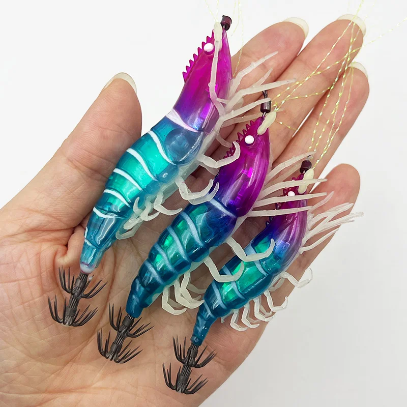 ShareShark 8/9/10cm Simulation Shrimp Bait Luminous Shrimp Prawn Bait Saltwater Squid Sea Fishing Bait image 4