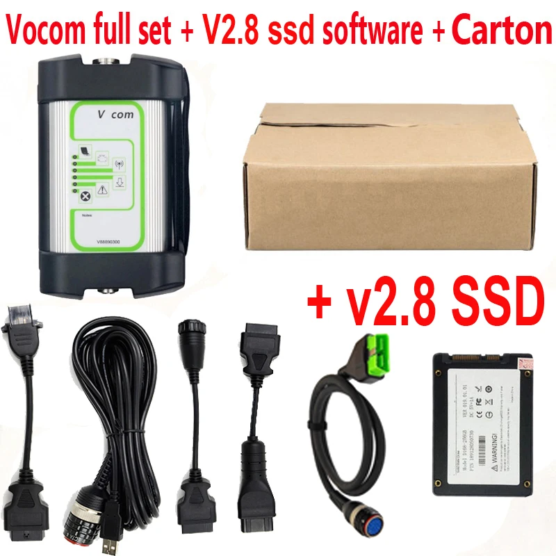 Tech tool Vocom 88890300 Interface Truck Diagnosis for OBD2 Scanner PT V2.8 Vo/Ren-ault/UD/Mack Multi-languages Diagnostic Tool