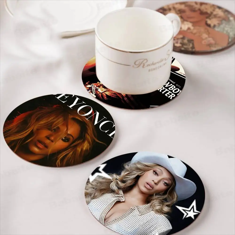 B-Beyonce Renaissance Singer Wooden Coaster Colour Printing Cup Mat Home Desk Decoration Gifts