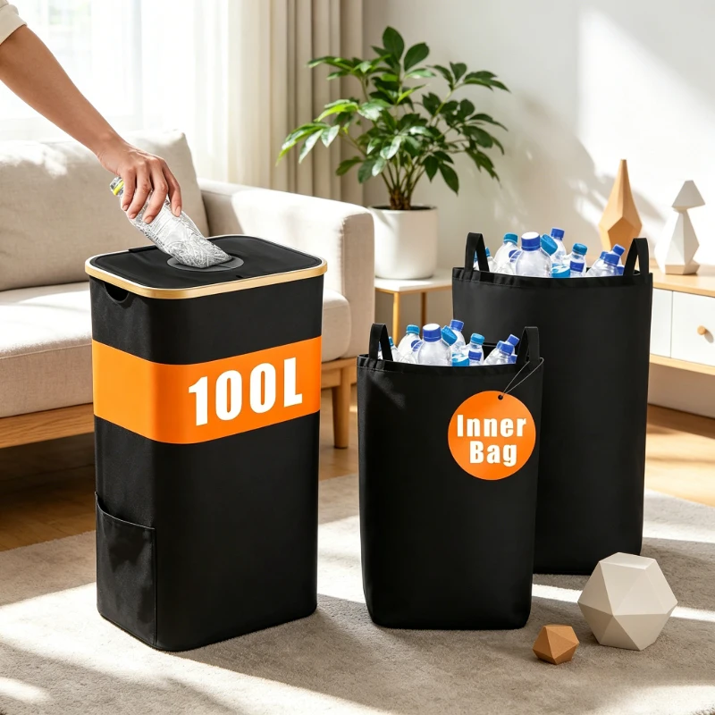 Grand sac de tri des déchets pliable et durable pour bouteilles en plastique vides, gestion des déchets de cuisine intérieure