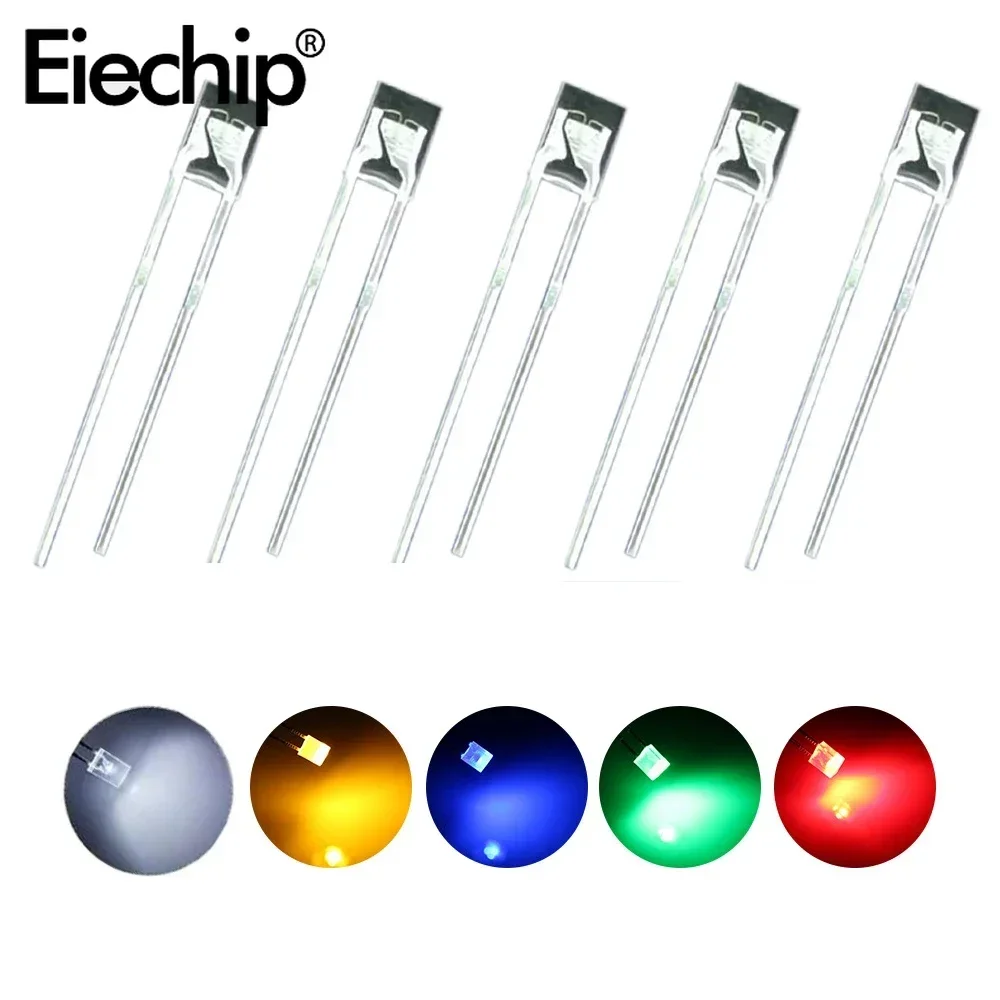 100PCS 2x3x4mm Transparent LED Diode Kit Super Bright Lights 2*3*4 Yellow Green Red White Blue Lighting Bulb Lamp Light