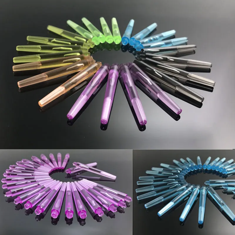 12PCS Plastic Darts Shafts 4.5mm Screw Thread Transparent Dart Stems With Stainless Steel O Ring For Steel & Soft Dart 5 Colors