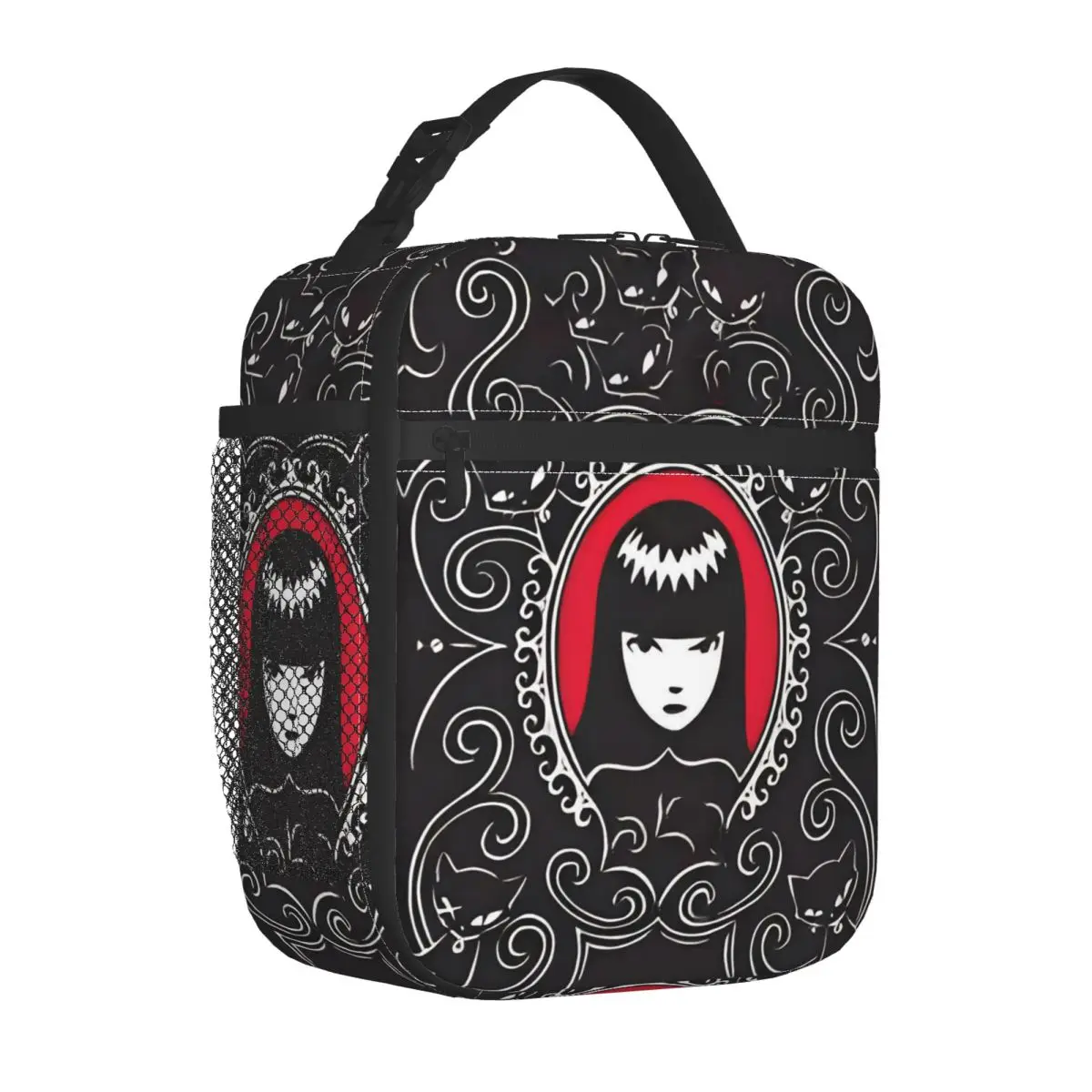 E-Emily The Strange Funny Printing Insulated Lunch Bag Large Cartoon Lunch Container Cooler Bag Lunch Box Tote Food Storage Bags