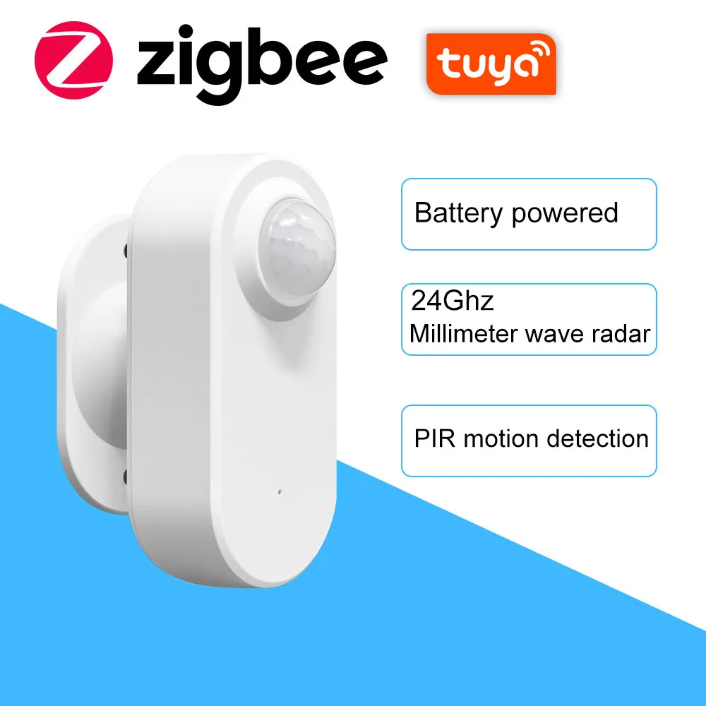 Tuya Zigbee Human Presence+ PIR Motion Detection Sensor Luminance Detector Battery Powered Support Zigbee2mqtt Home Assistant 