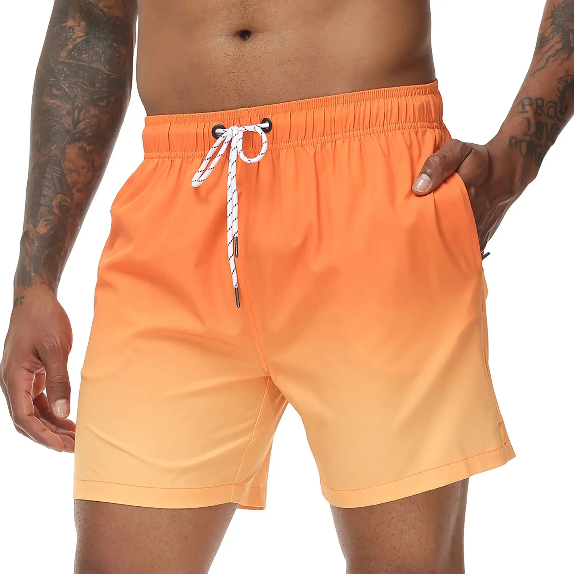 

Men's Swim Trunks Gradient Swimming Shorts Quick Dry Beach Shorts with Zipper Pockets and Mesh Lining Fashion Swimsuit for Men