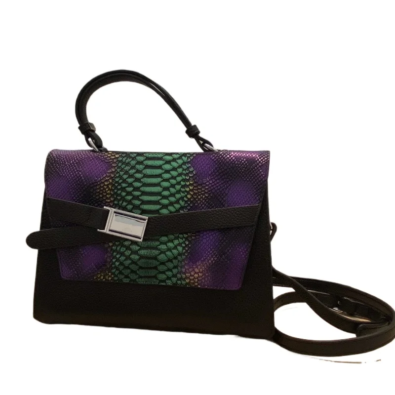 Leather Women's Bag Shoulder Crossbody Handbag, High-end Temperament Commuter Splicing, Snake Skin Texture Advanced Niche Design