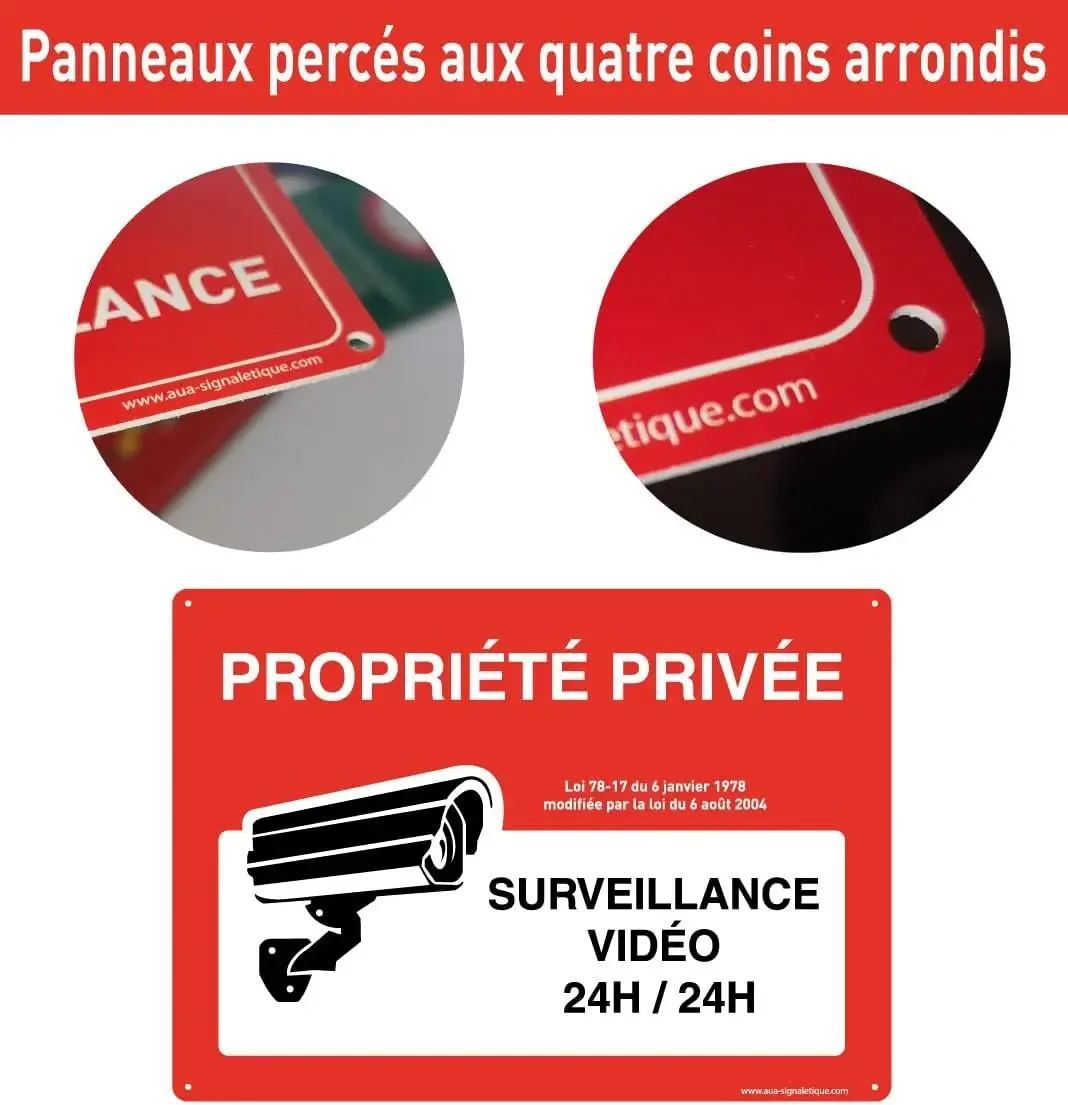 Panneau De Signalisation Aluminium,Alarme Vidéo,Accès Interdit Propriété Privée,Attention Sortie de Véhicules,Chiens Guides Sign
