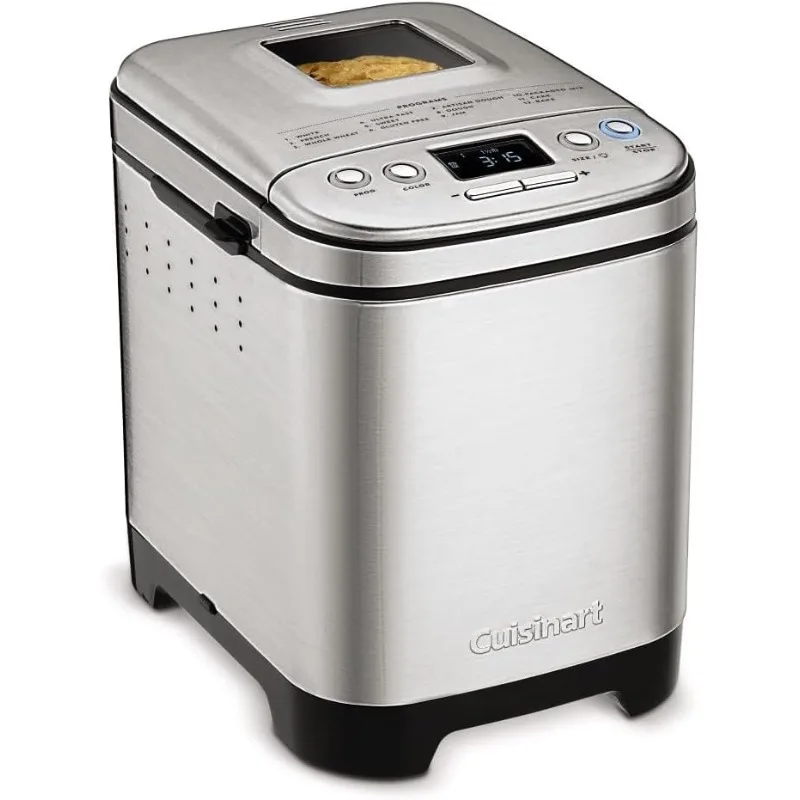 Cuisinart 제빵기, 컴팩트 및 자동, 맞춤형 설정, 최대 2lb 빵, CBK-110P1, 실버, 블랙