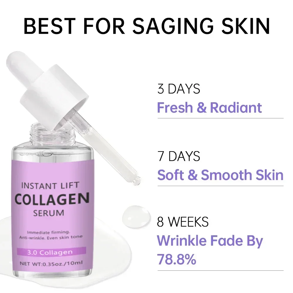 Collagen Face Serumกําจัดริ้วรอยAnti Aging Hyaluronic Acidหน้าผากFine Lines Lifting Facial Serum Skin Care Beauty