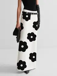 Missuoo 2024 New Korean Fashion Skirt for Urban Women Floral Printed High Waist Slim Fit H-line Skirts Summer Elegant Skirt