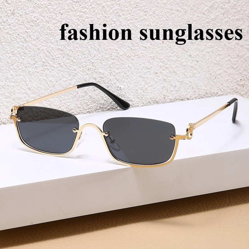 Quadratische Sonnenbrille mit kleinem Rahmen für Damen, modische und hochwertige Halbrahmen-Sonnenbrille, trendige Sonnenbrille, UV-beständig