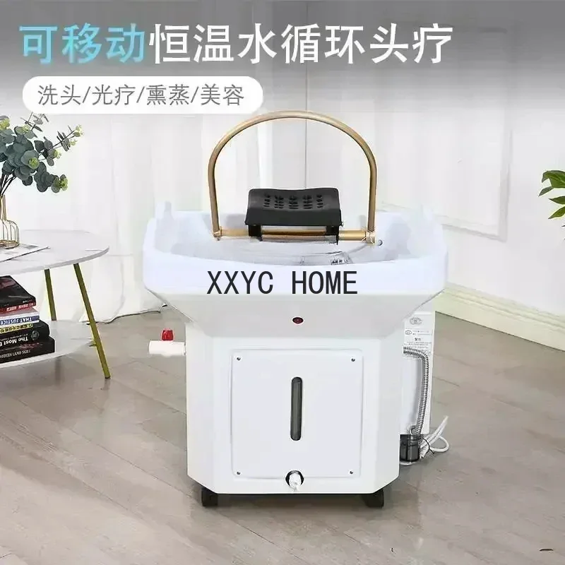 Head Therapy Water Circulation Bed Fumigation Spa Machine Beauty  Barber Shop Movable with  Tank Shampoo Basin