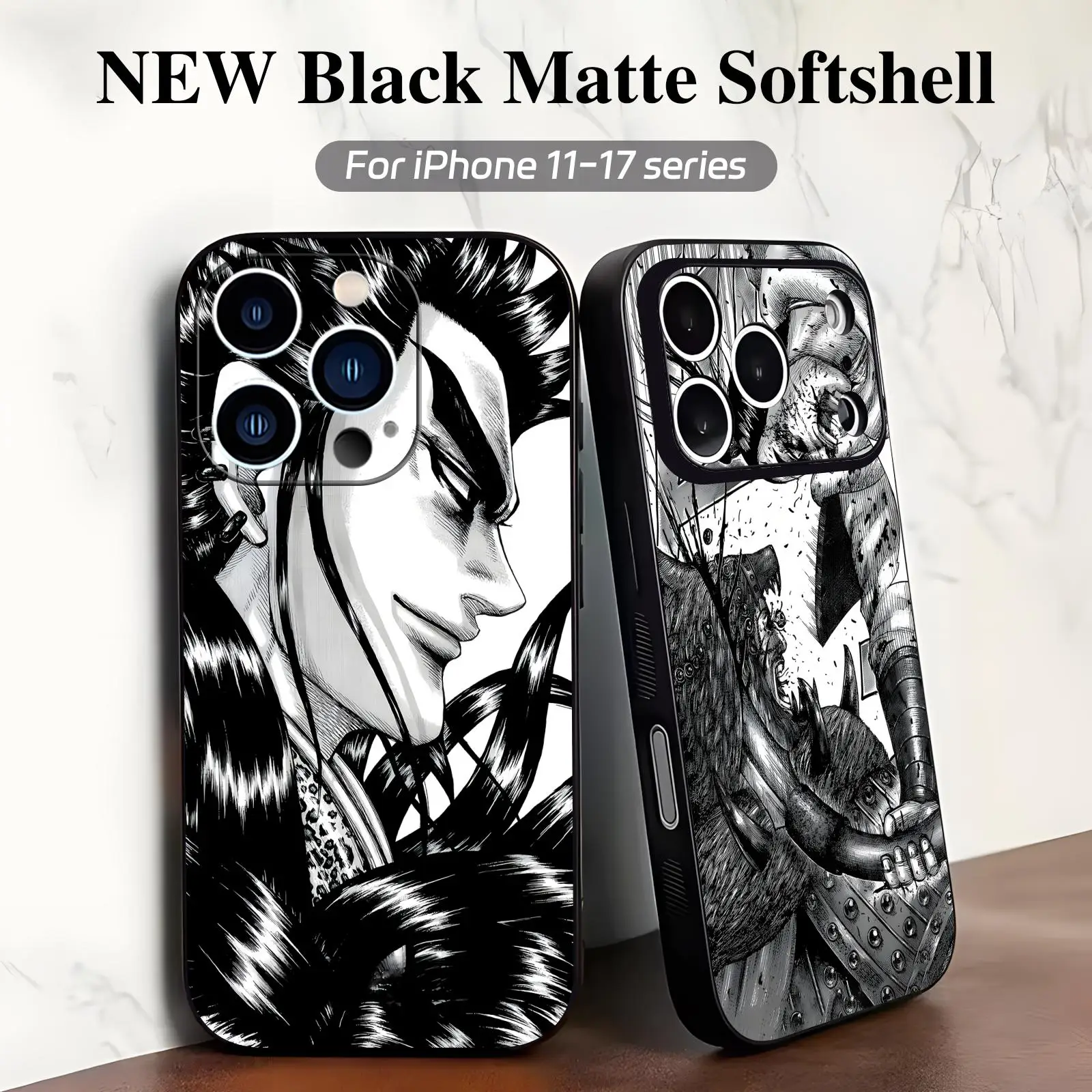 Phone Case For iPhone17 16 16e 15 14 13 12Plus Mini Pro Max Anti-Drop Soft Black Case anime kingdom