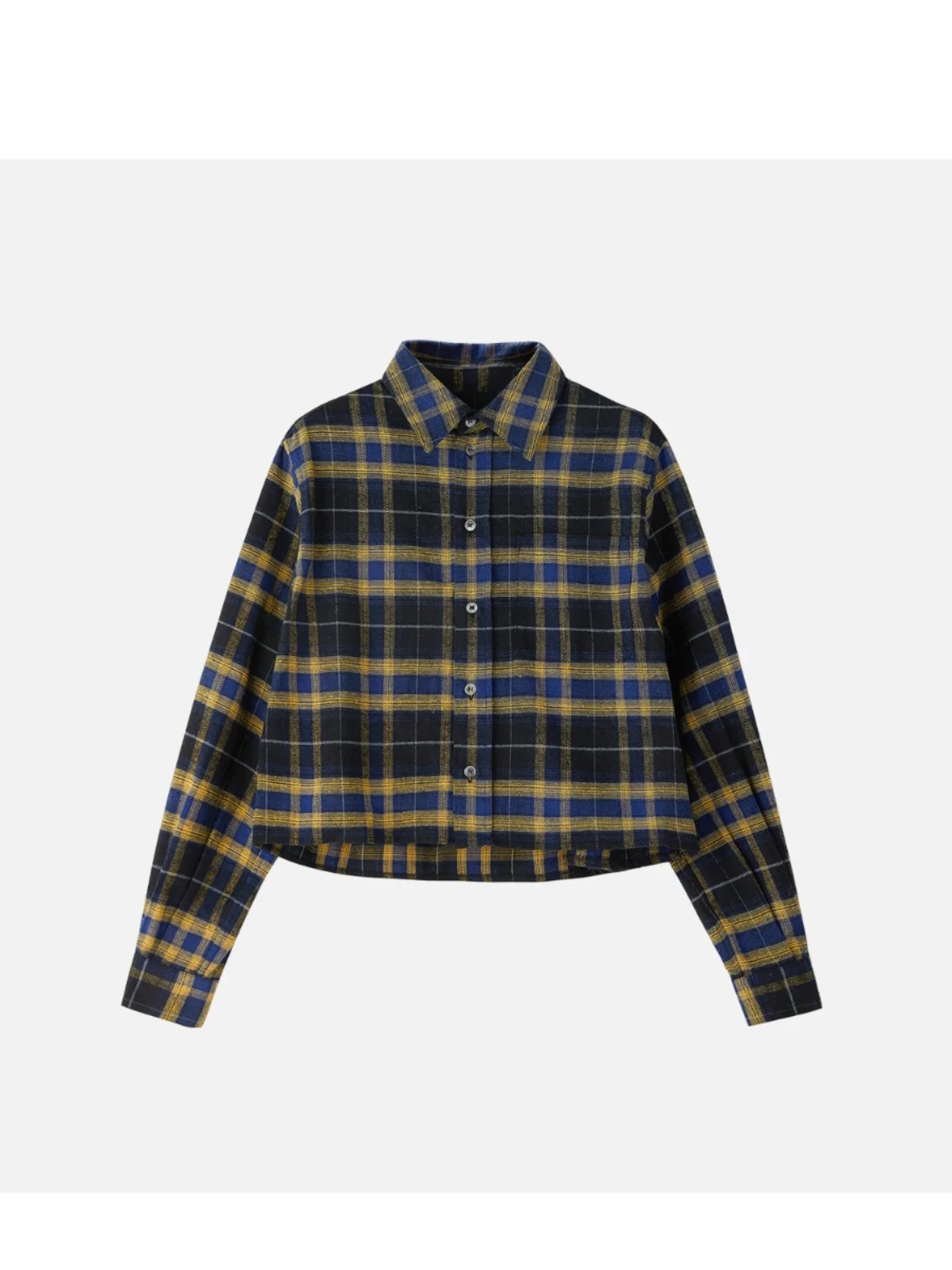 

JINGJING2024 New "Single Row Memory" American Retro Small ence Design Sense Plaid Loose Casual irt Women's Faion