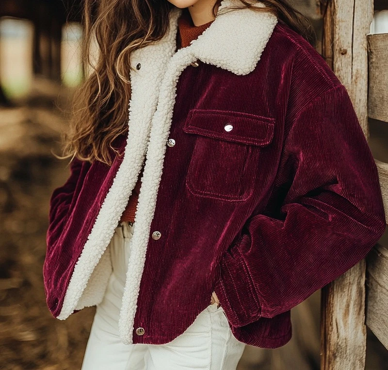 

2025 Women's Autumn and Winter New Item Corduroy Loose Casual Fashion Versatile Warm and Velvet Jacket