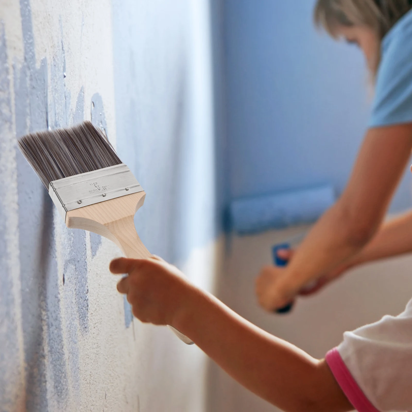 

Oil Paint Brush Professional Mixed Silk Even Bristles Solid Wood Handle Wall Painting Seam Cleaning Brush Multi-