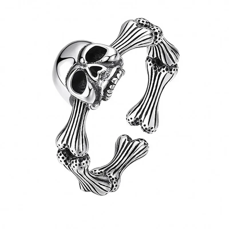 BOCAI-Bague en Argent Sterling S925 group pour Homme, Tendance Hip-Hop, Personnalité, Crâne Sombre, Sophia, Marijuana, Bijoux Punk