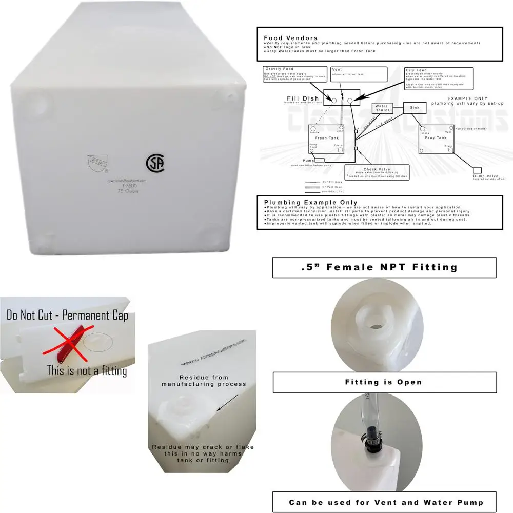 خزان مياه عذبة ذو سعة كبيرة - موديل 75 جالون من الفئة أ الجمارك T-7500