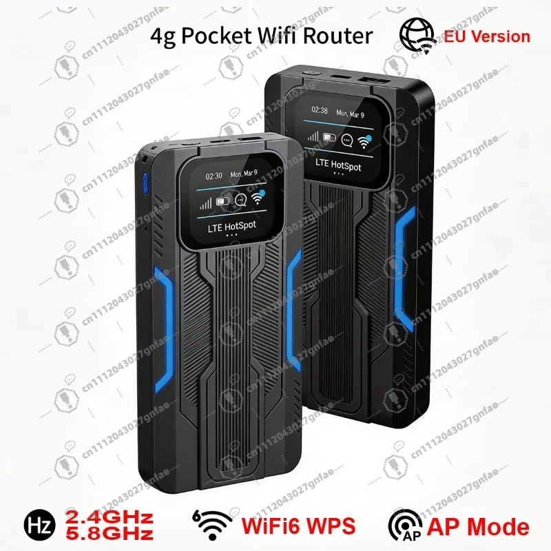 Router 4g 2.4G & 5.8G Portable Wifi Router WiFi6 WPS Car Pocket Wifi AP Mode, Tle Router for Portable Travel
