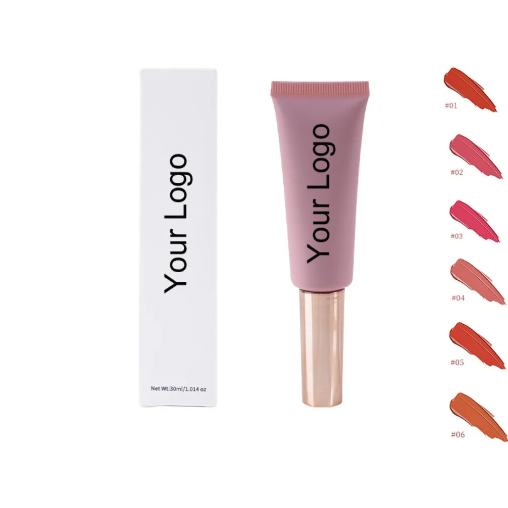 Wholesale Vegan Makeup Private Label Liquid Blush Cream Twist Cap Sponge Head Tube Matte Long Lasting Silky Smooth Custom Logo