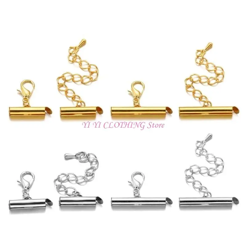 N5KF Set of 10 Versatile Connectors Crimp End Caps Extending Chains Jewelry Findings DIY Bracelet Jewelry Making Accessories