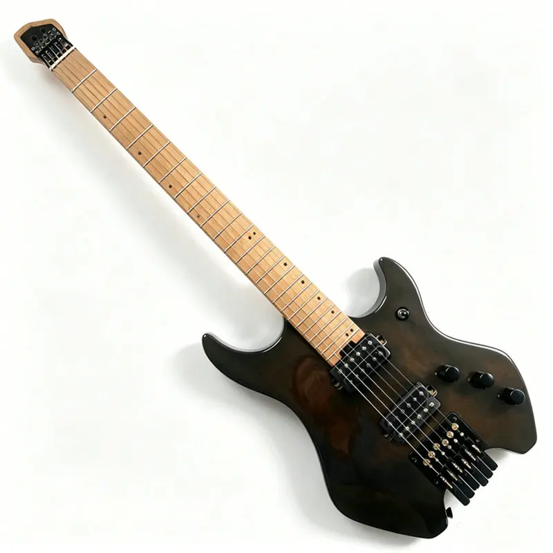 Guitarra Headless de 6 Cuerdas en Madera Maciza de Fresno, Guitarra Inteligente Peoz Original de Corea, Mástil de Arce Tostado, 24 Trastes, Nueva Marca