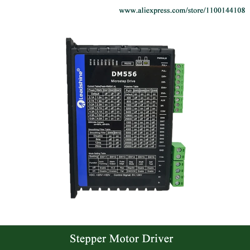 

Leadshine Stepper Motor Driver DM556 18-48VDC 2.1A-5.6A 2 Phase Driver