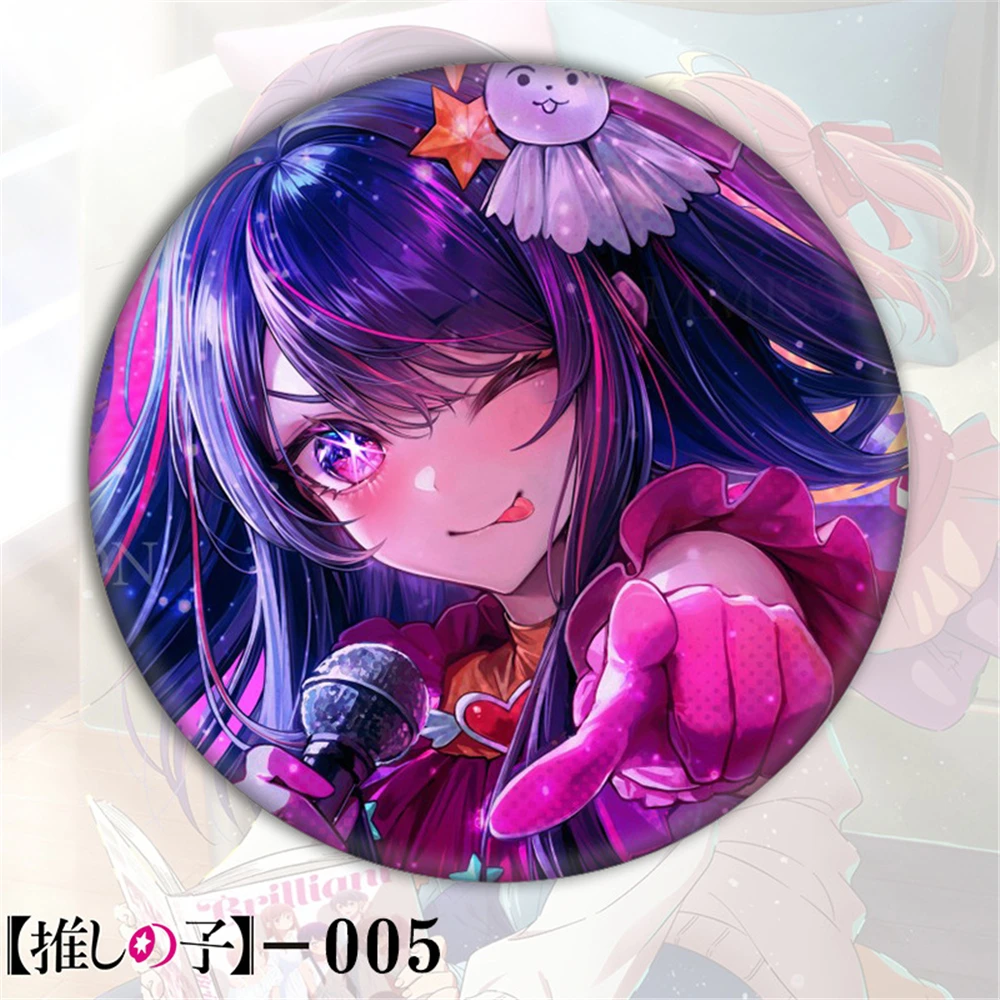 58mm Anime OSHI NO KO Hoshino Acquamarina Arima Kana Yoshigoro Saito COSTUME Cosplay Distintivo Pin SPTE Spilla in banda stagnata ﻿   Prop Gilf