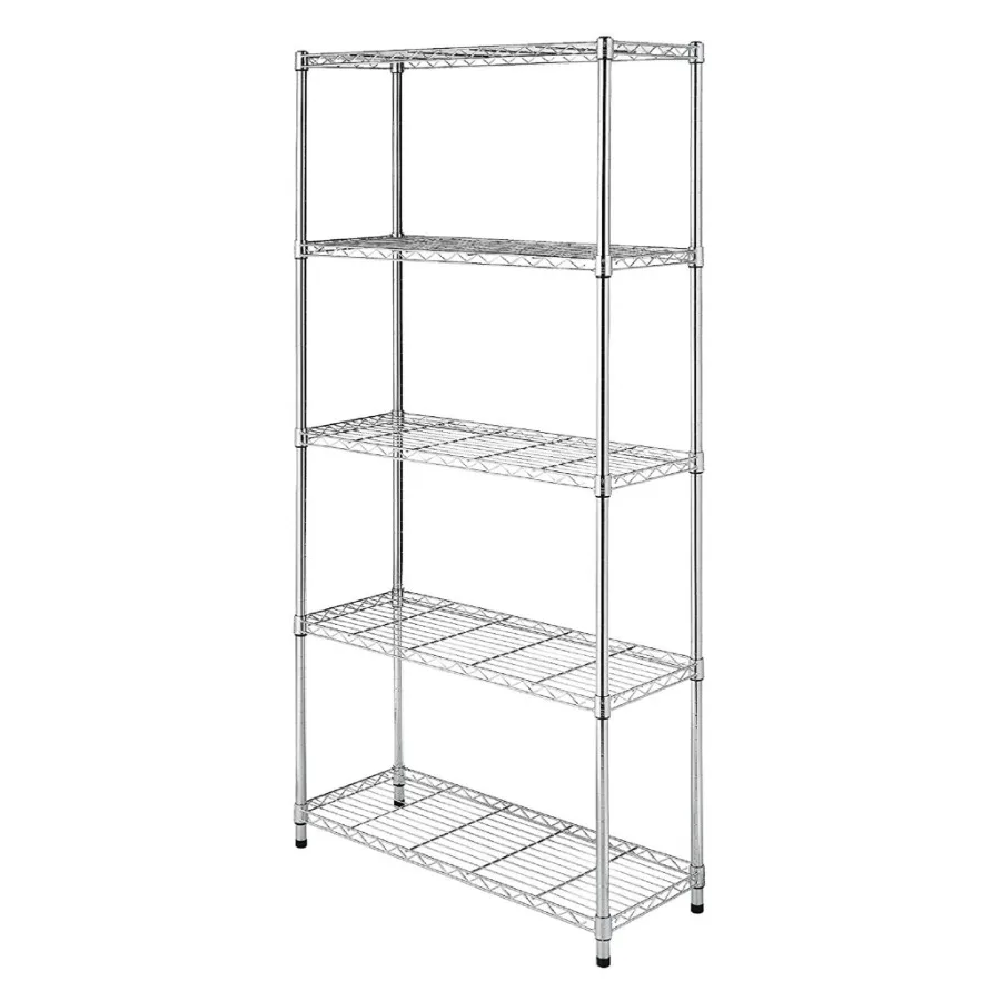 

Регулируемые 36-дюймовые (36W x 14D x 72H) 5-ярусные отдельно стоящие стеллажи для хранения с хромированным покрытием – идеальное решение для организации пространства дома или офиса