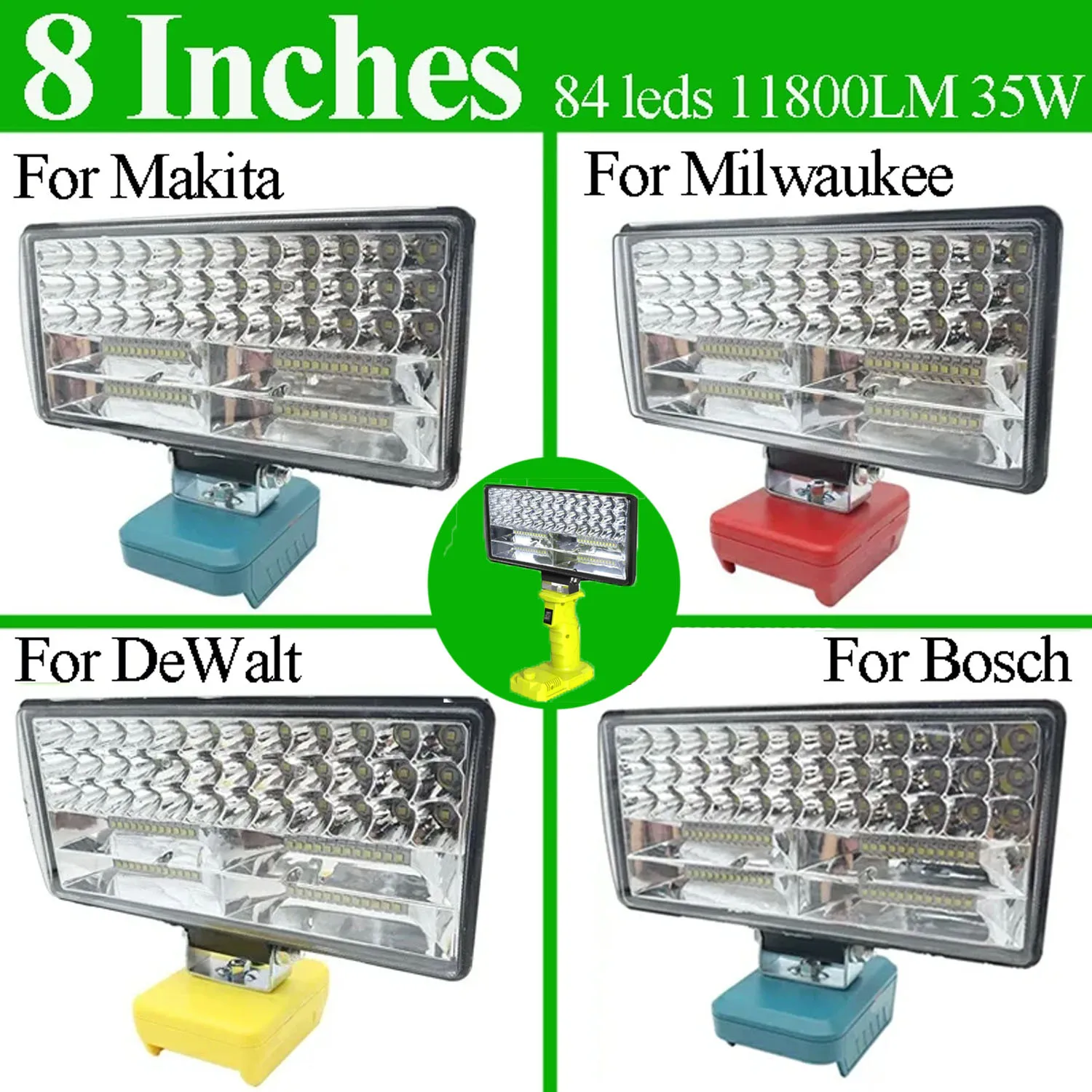 

Tool Parts For Dewalt For Milwaukee For Makita For Bosch For Ryobi Battery Spotlight Work Fishing Lamp Outdoor Comping Led Light