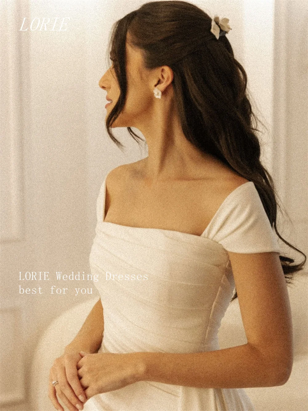 

LORIE Luxury A Line Wedding Dress Off The Shoulder Bridal Dresses Elegant Pleat Wedding Gown Customized 2026