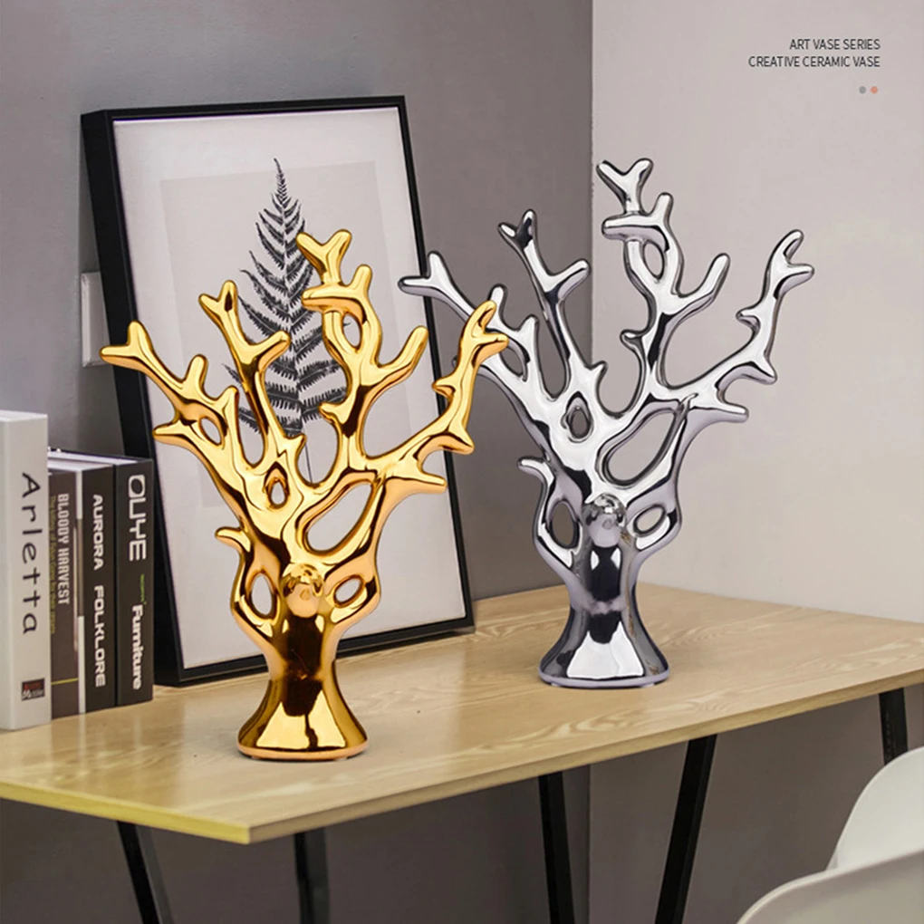 Silver Craft Decoration Living Room Ornaments Realistic Appearance Ceramics Wide Applications