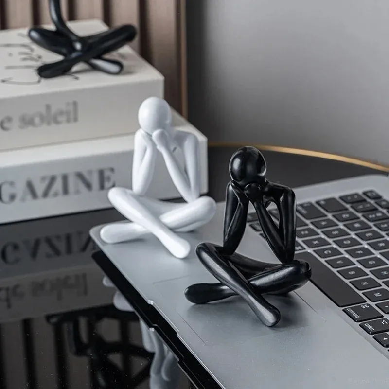 Nordic Abstract Sitting Figure Statue 1/4pcs, Minimalist Resin Desktop Ornament, Modern Home Office Shelf Decor Art Gift