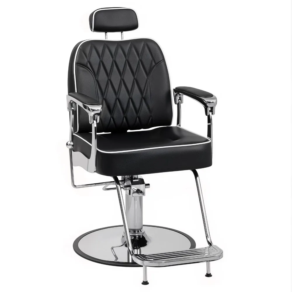 Reclining Barber Chair Heavy Duty, Salon Chair for Hair Stylist with Removable Headrest 360 Degree Rotation, All
