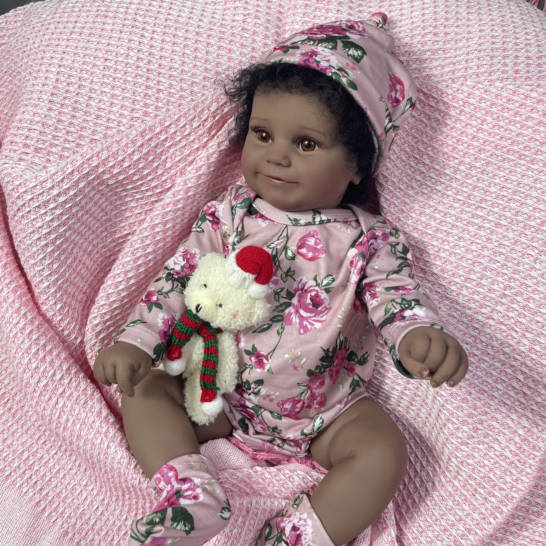 دمية فينيل كامل قابلة للغسل ، فتاة مادي ، بشرة داكنة بشعر متأصل ، هدية لعبة مصنوعة يدويًا ، إكسسوارات دمية ، 50: #4