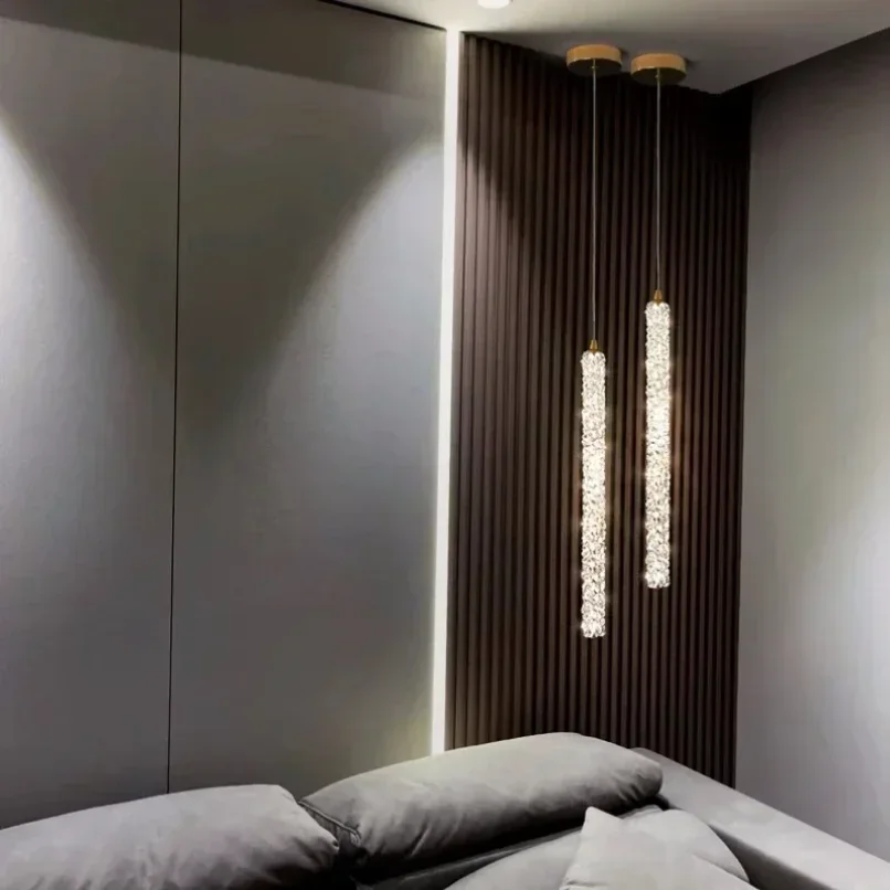 

2025 Bedroom Luxury K9 Crystals Pendant Lights Modern Dimmable Chandelier Hangng Lamp Lustre Led Luminarias Home Decor Lamp Fixt