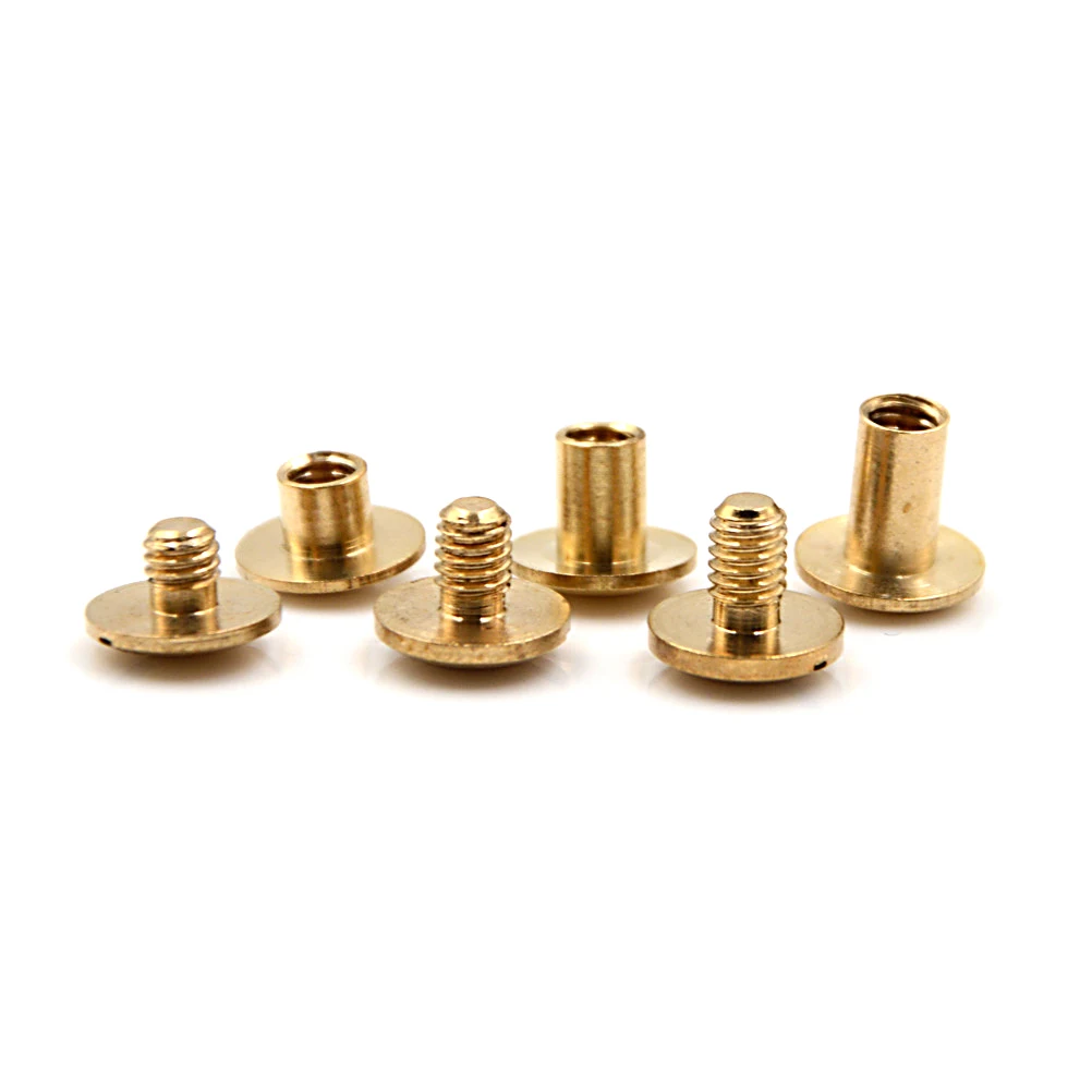 

10x Arc Solid Brass Button Stud Screw Nail Screw Back Leather Rivet Belt 6mm