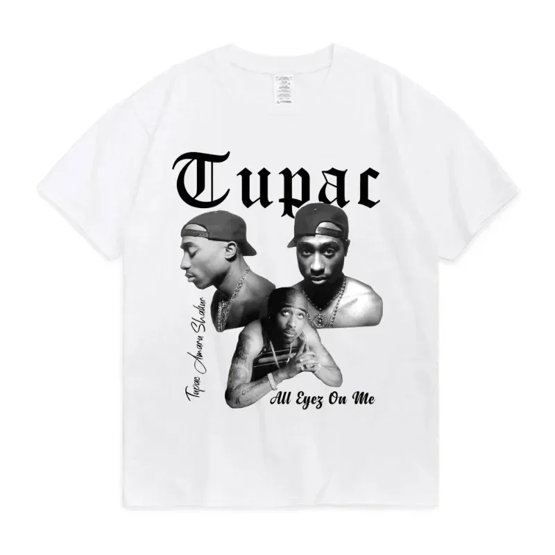 Модная футболка Rapper Tupac 2024, летние топы, уличная одежда в стиле хип-хоп, футболка оверсайз с коротким рукавом для мужчин и женщин, хлопковая футболка