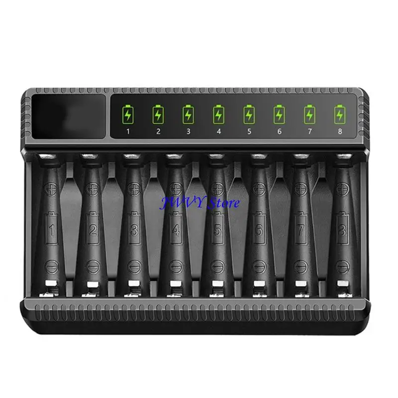 573A High-Speed 8 Slot AA AAA Battery USB C Charging LCD Display for NiMH NiCD AA AAA Rechargeable Batteries