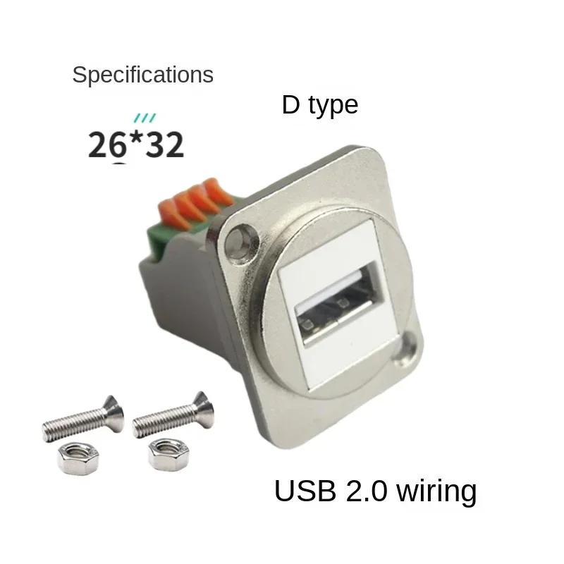 Imagem -03 - D-tipo Usb 2.0 Terminal Block com Porca Fixa Módulo de Transmissão de Dados Preto