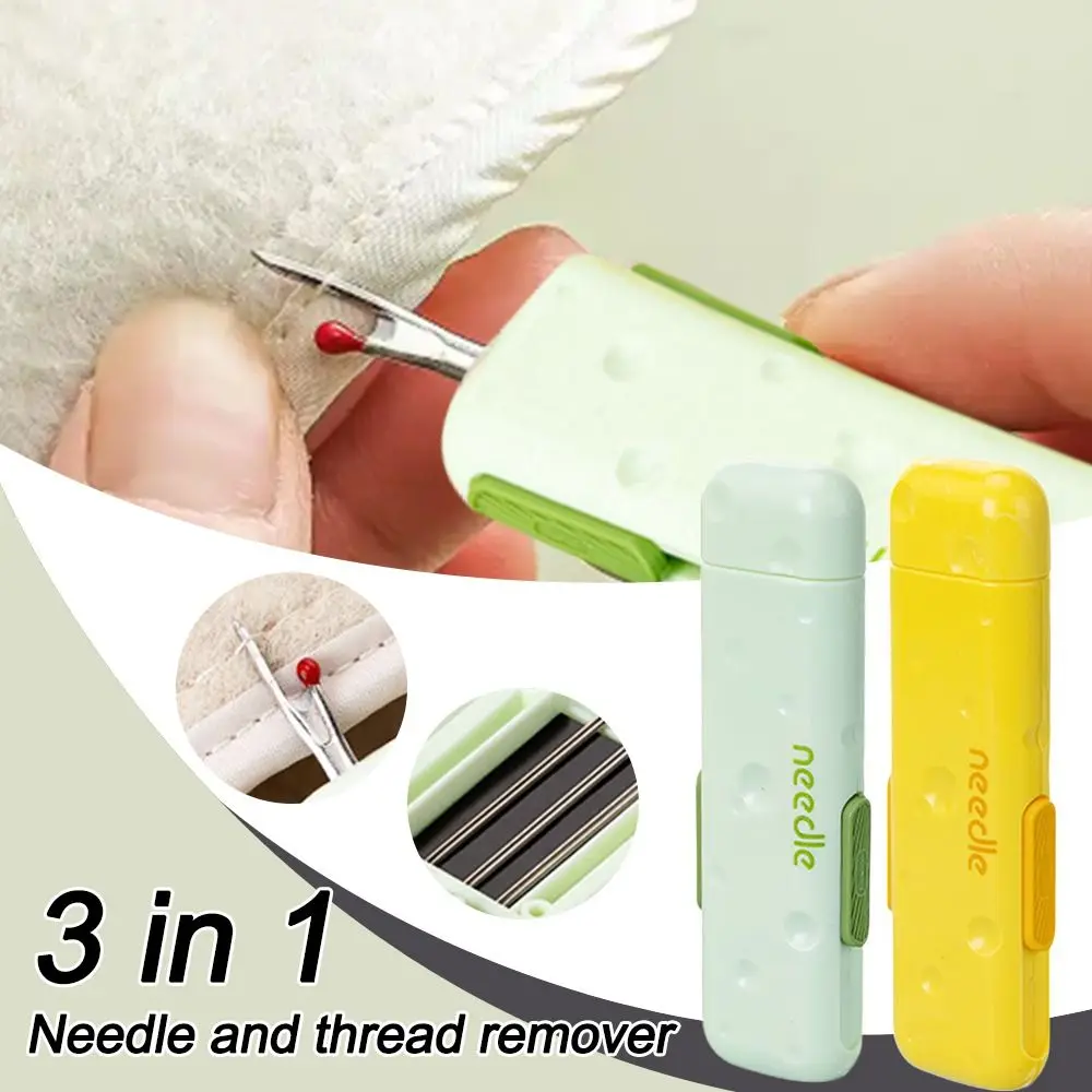 Multifunctional 3in1 Plug-in Needle Threader Stretchable Needlework Remover Needle Threading Tool Double Head Stitch Unpicker