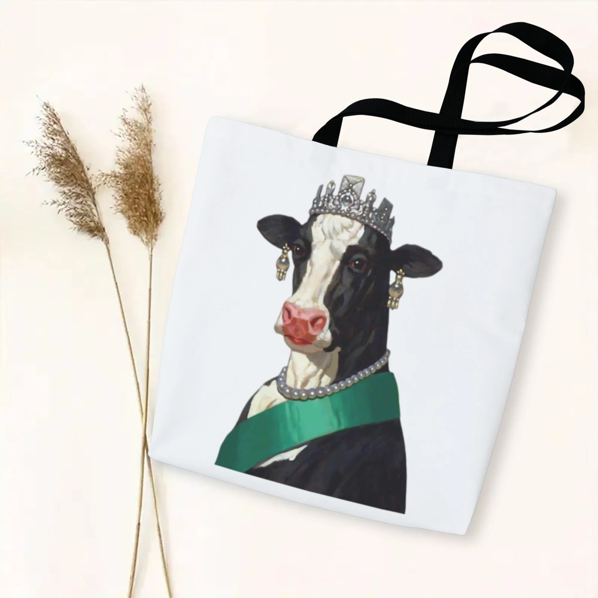 

Large Capacity Handbag Funny Cartoon Cow Print Fashionable Handbag Ideal for Shopping and Outfits Perfect Gift for Friend