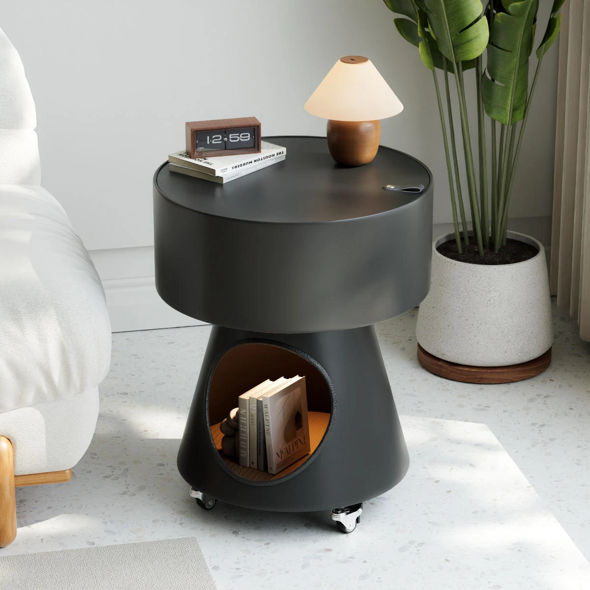 #Creative Side Table With Rolling Casters, Multipurpose End Table For Living Room, Sofa Side & Bedroom Nightstand